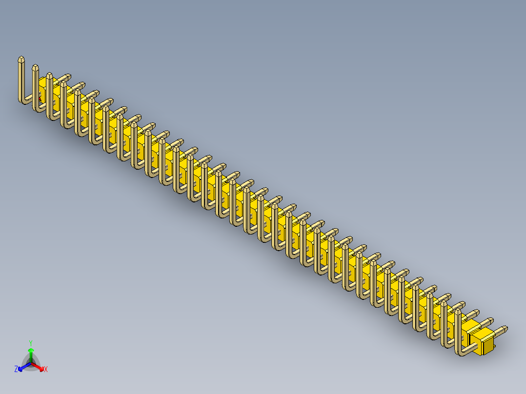 彩色公排针 100mil 2.54mm 系列-DS1022_yellow_32p_100mil_TypeU_rev1.0