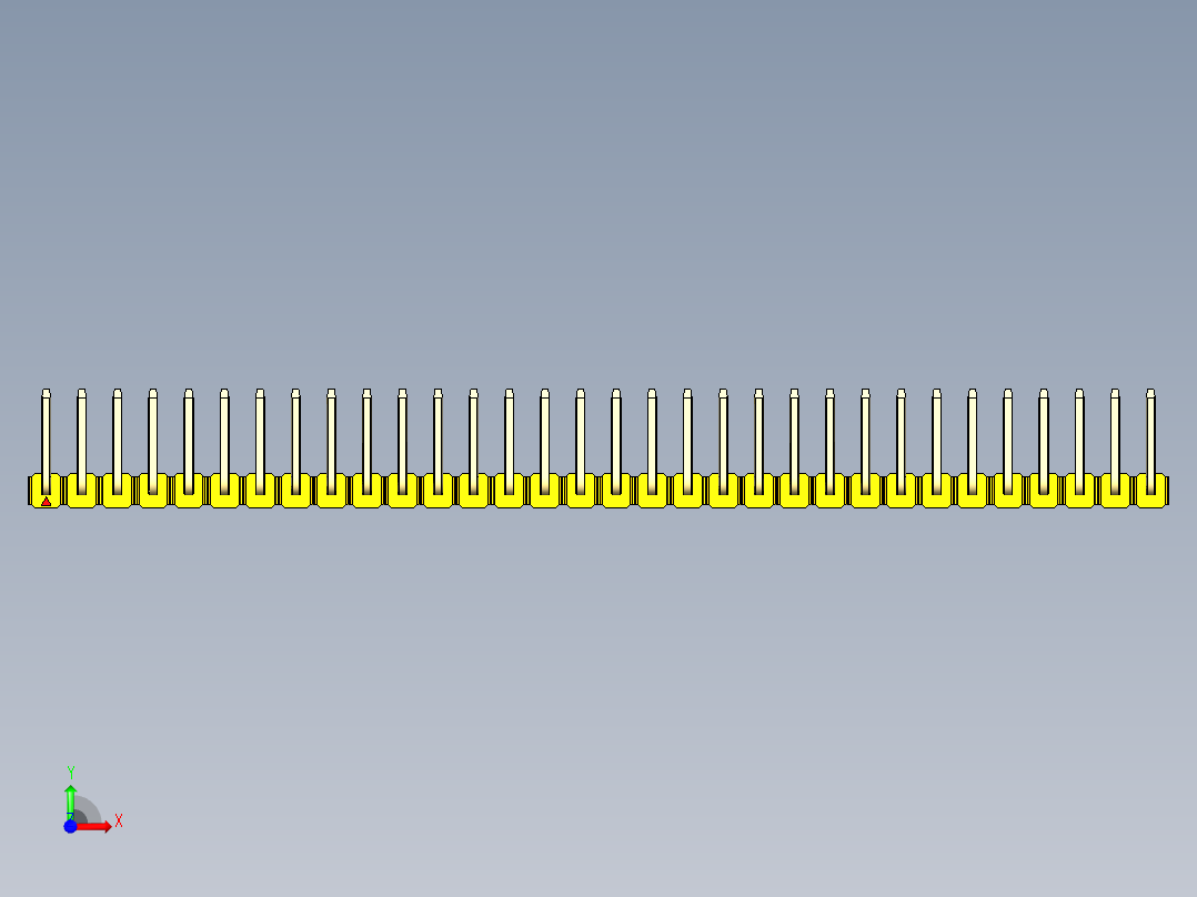 彩色公排针 100mil 2.54mm 系列-DS1022_yellow_32p_100mil_TypeU_rev1.0前视图