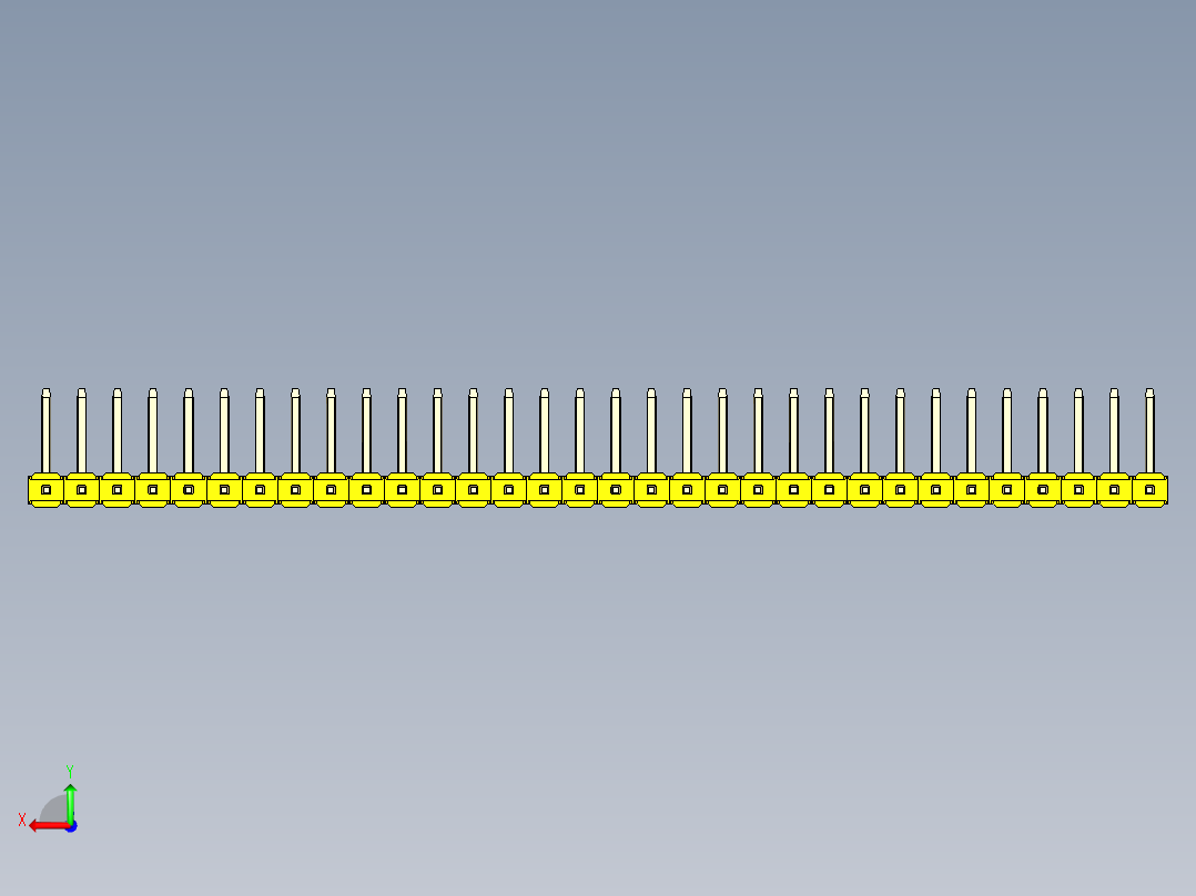 彩色公排针 100mil 2.54mm 系列-DS1022_yellow_32p_100mil_TypeU_rev1.0后视图