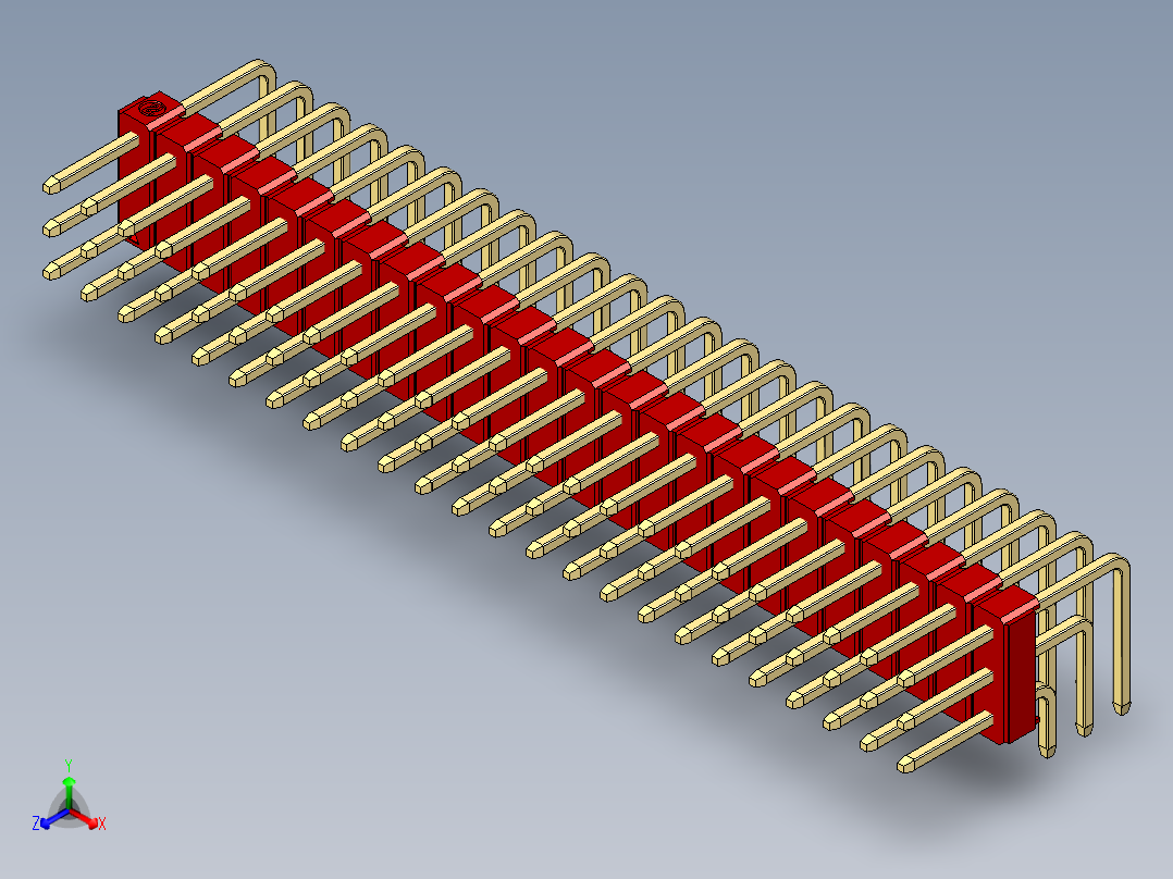 彩色公排针 100mil 2.54mm 系列-DS1022_red_3x24p_100mil_TypeD_rev1.0