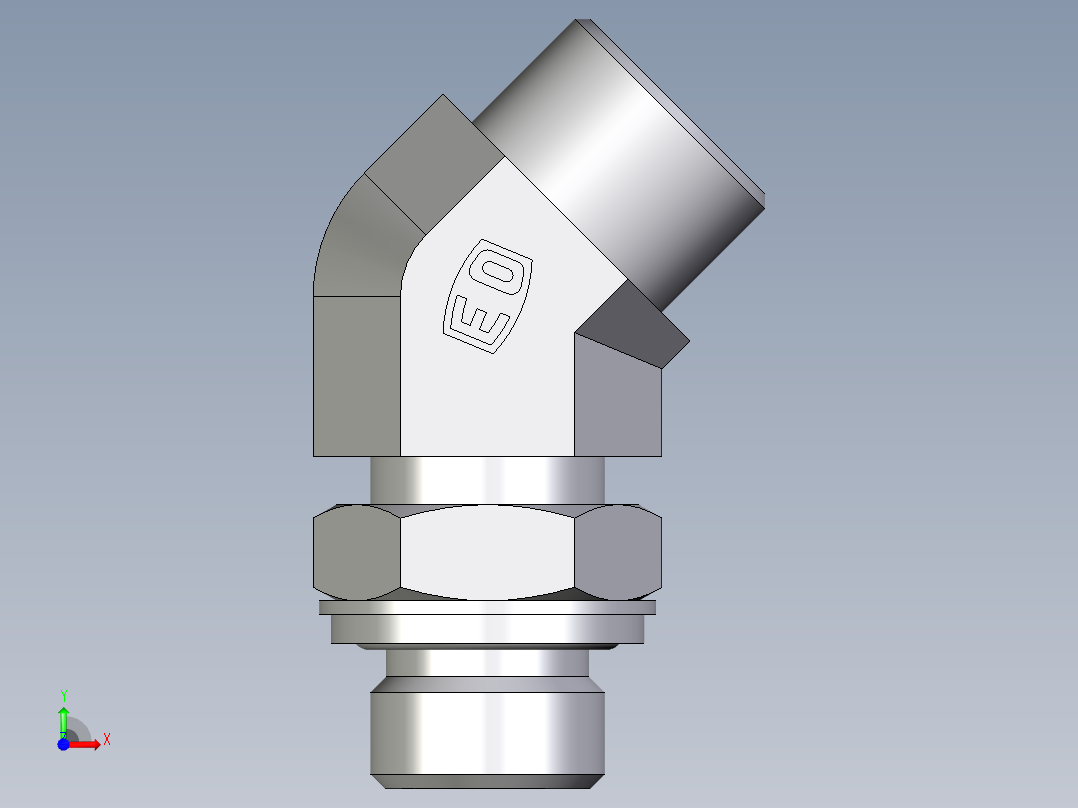 卡套式工业通用硬管接头EO_Adjustable_locknut_45_deg_elbow_VEE16SROMDCF前视图