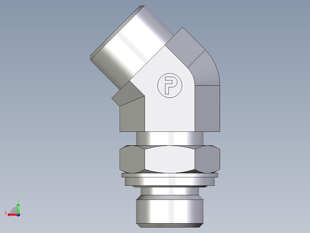 卡套式工业通用硬管接头EO_Adjustable_locknut_45_deg_elbow_VEE16SROMDCF后视图