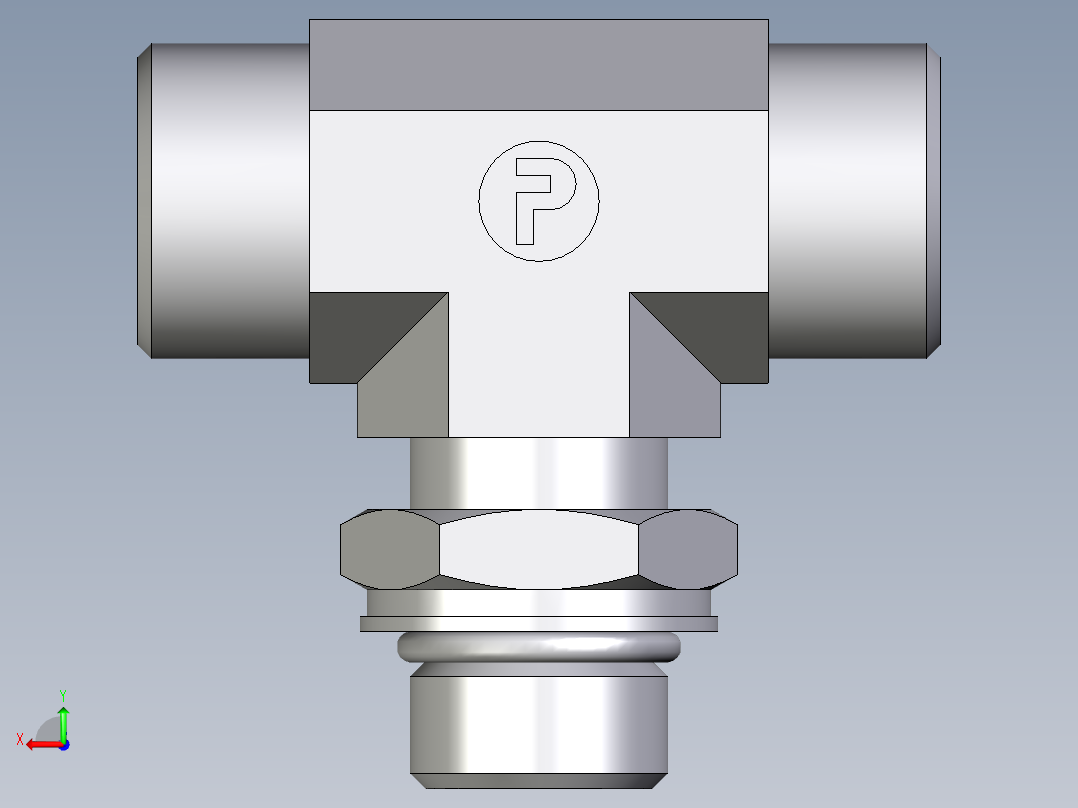 卡套式工业通用硬管接头EO_Adjustable_locknut_branch_tee_TEE15LMOROMDCF后视图