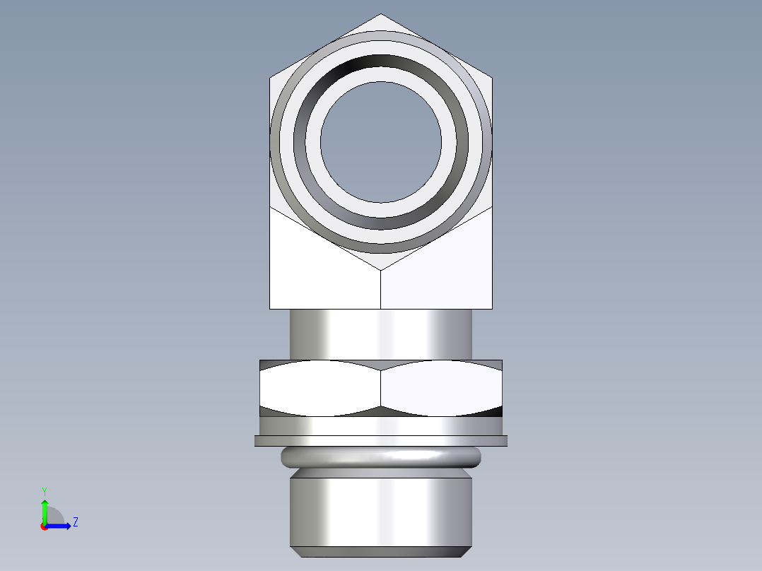 卡套式工业通用硬管接头EO_Adjustable_locknut_branch_tee_TEE15LMOROMDCF左视图