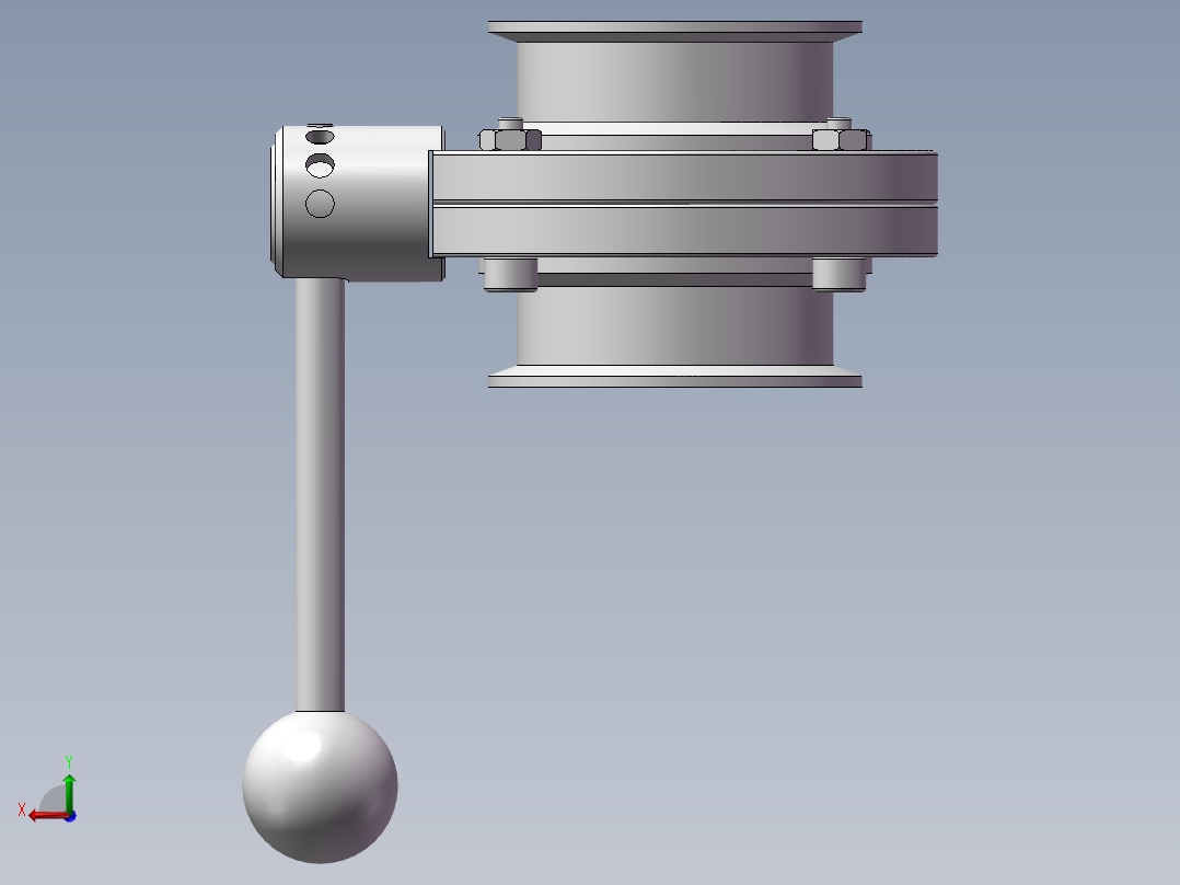 3寸拉杆式夹式蝶阀（实测）后视图