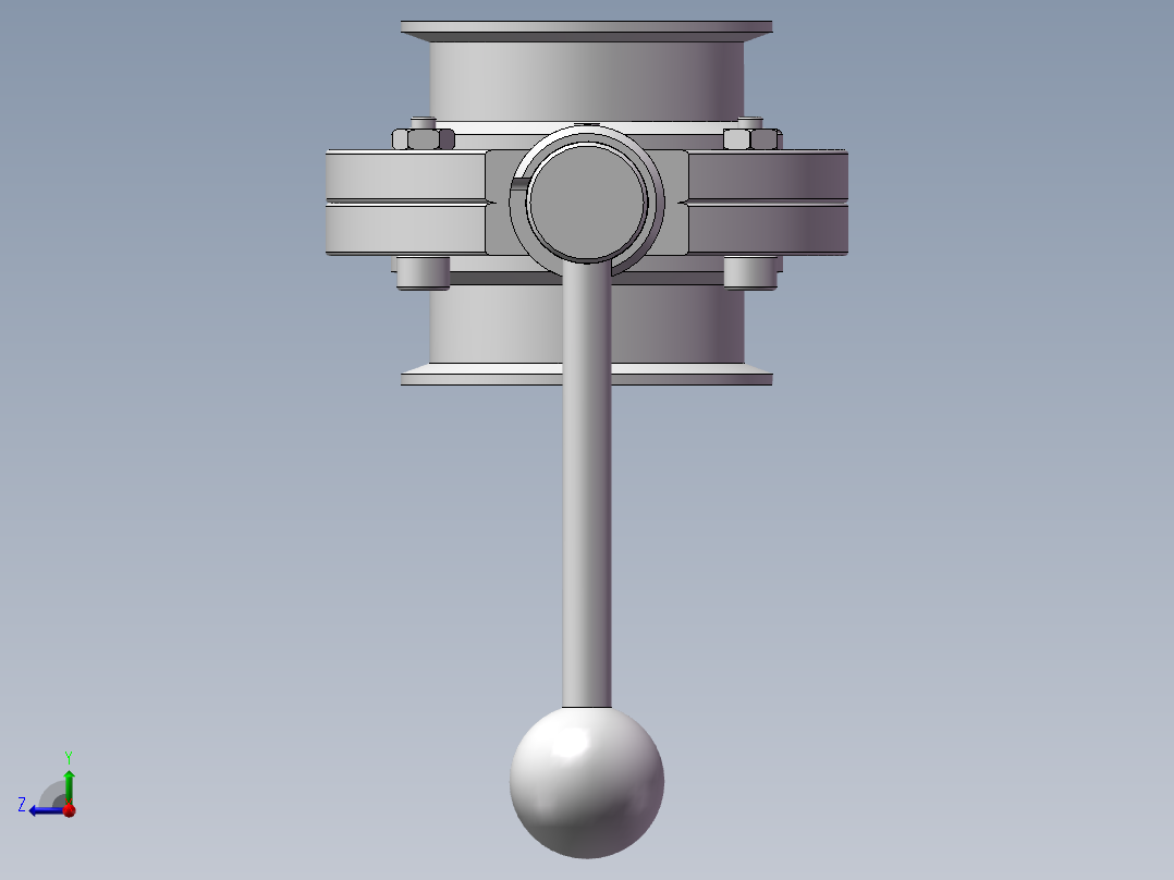 3寸拉杆式夹式蝶阀（实测）右视图