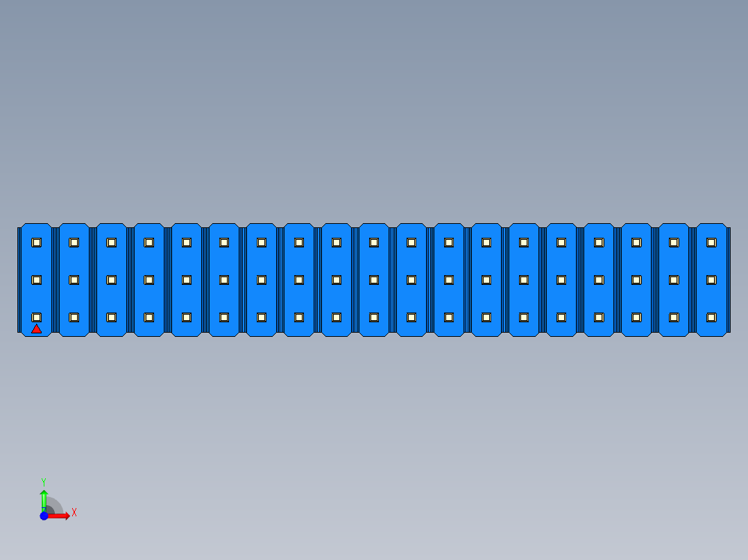 彩色公头100mil（2.54mm）系列-DS1021_blue_3x19p_100mil_Type1_rev1.0前视图