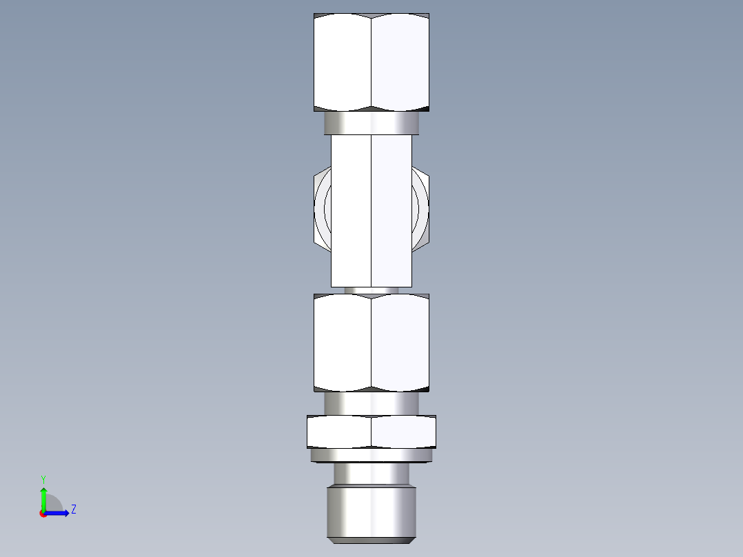 卡套式工业通用硬管接头EO_Assembled_adjustable_standpipe_run_tee_EVL08LR71左视图