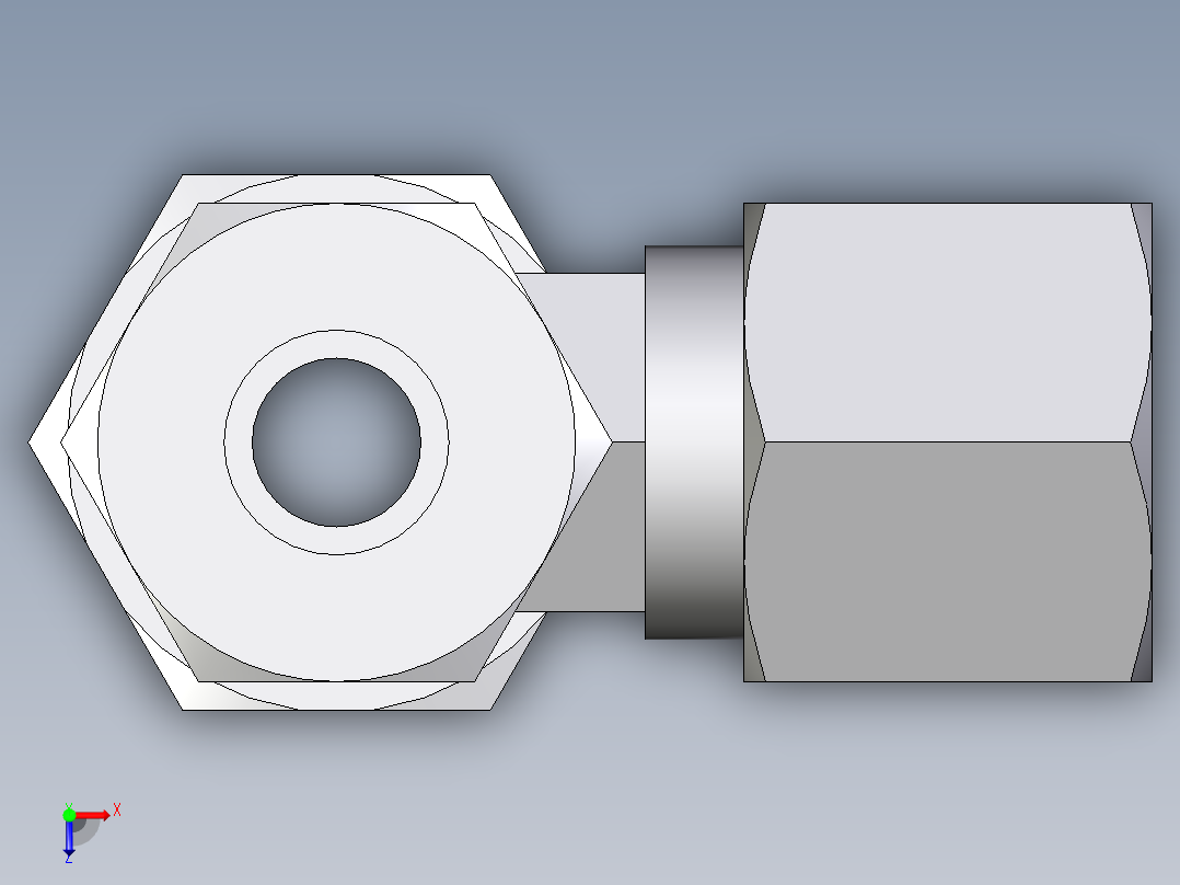 卡套式工业通用硬管接头EO_Assembled_adjustable_standpipe_run_tee_EVL08LR71俯视图