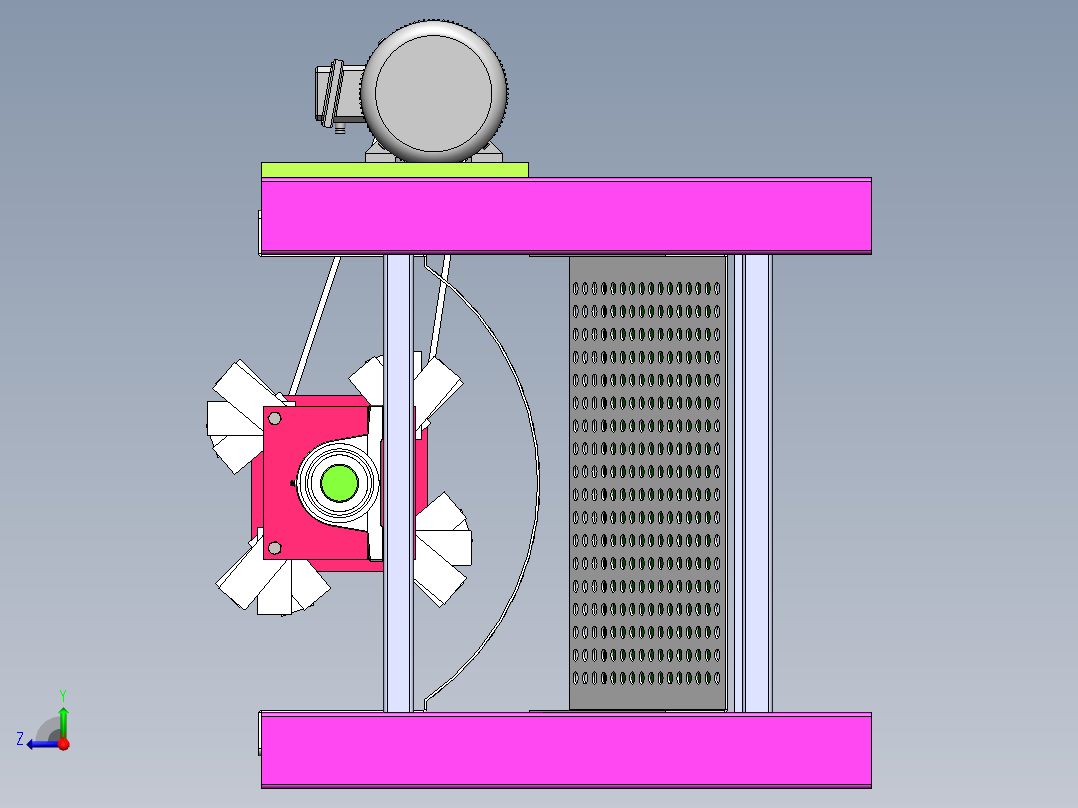 Q383-玉米脱粒机的设计【三维SolidWorks】右视图