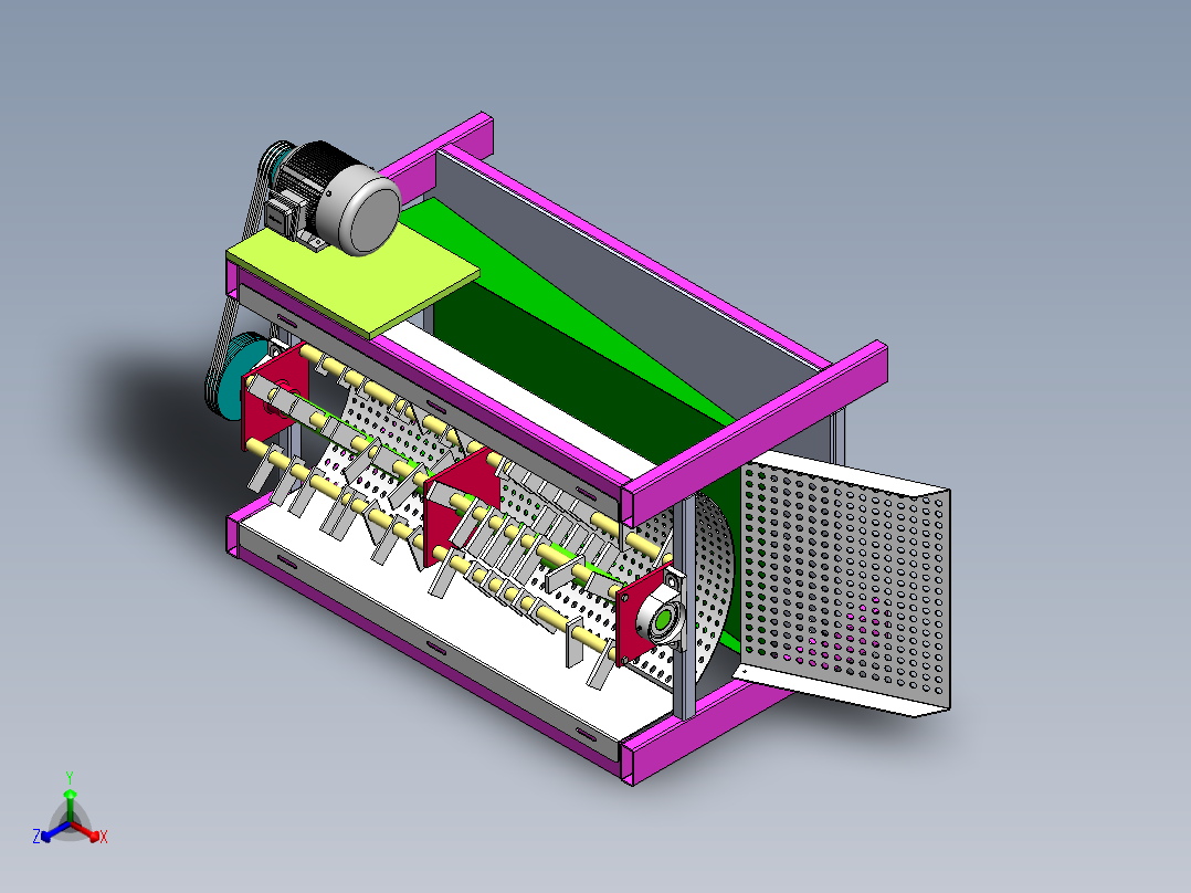 Q383-玉米脱粒机的设计【三维SolidWorks】正等轴测图