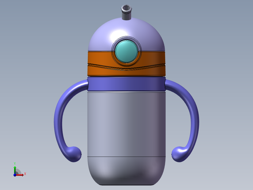 儿童吸管杯SW三维模型前视图