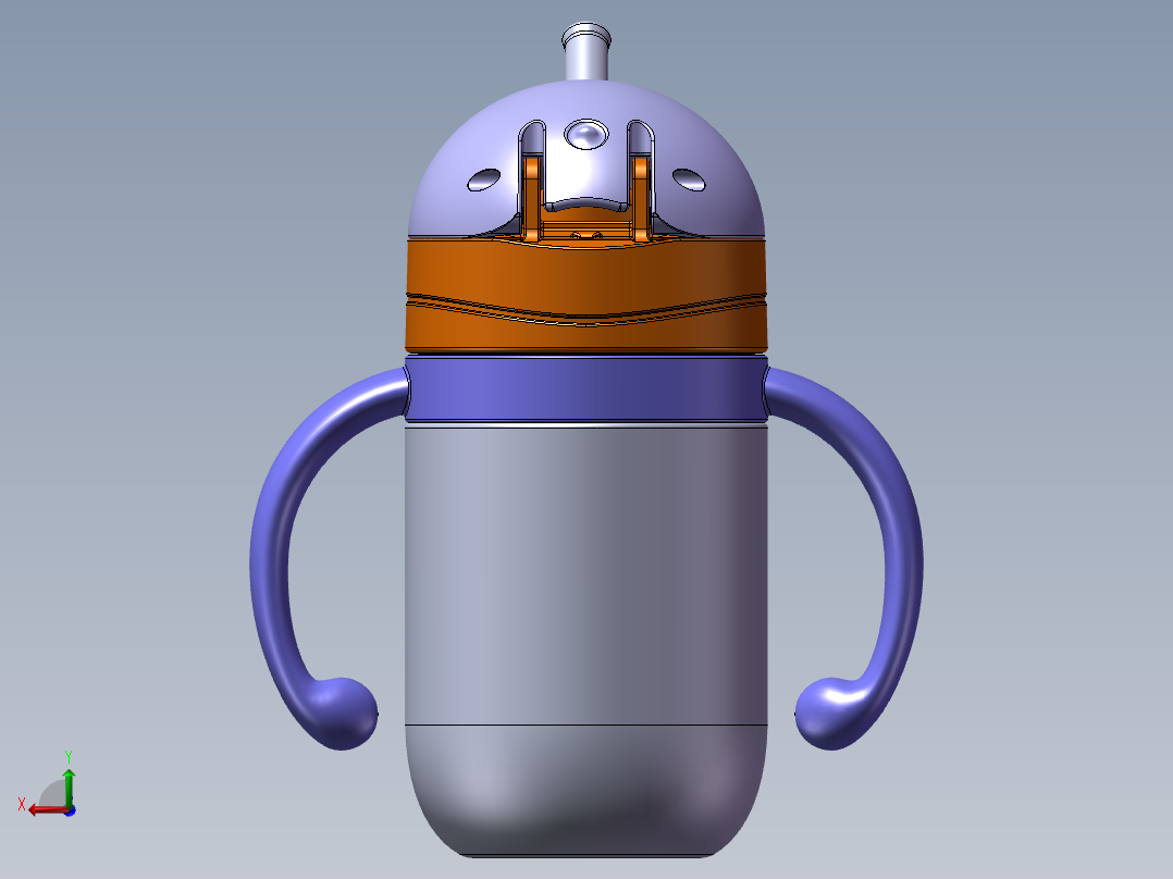 儿童吸管杯SW三维模型后视图