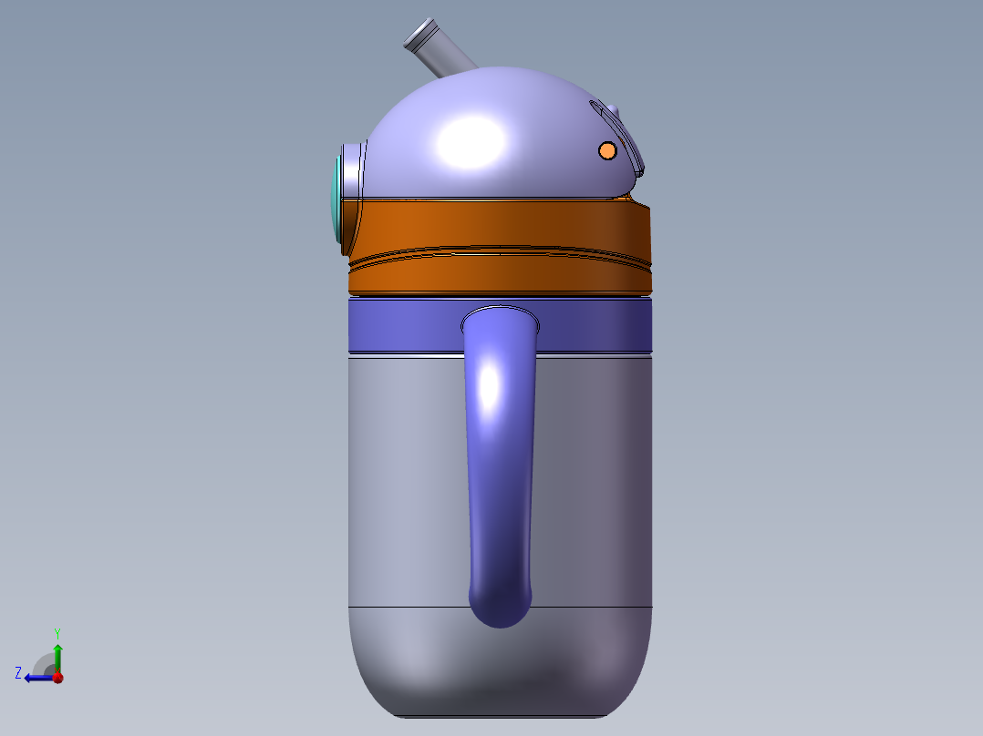 儿童吸管杯SW三维模型右视图