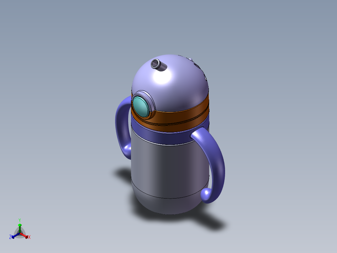 儿童吸管杯SW三维模型正等轴测图