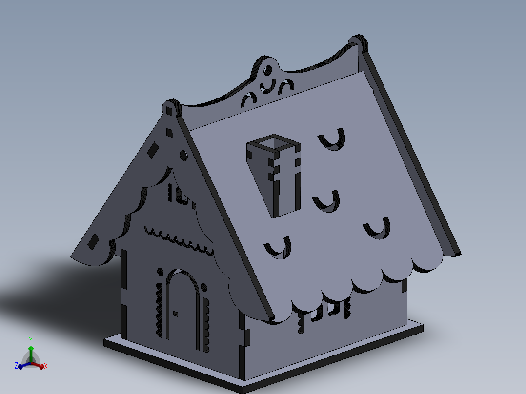 小木屋拼装模型3D图纸 Solidworks2018 附多种格式主视图