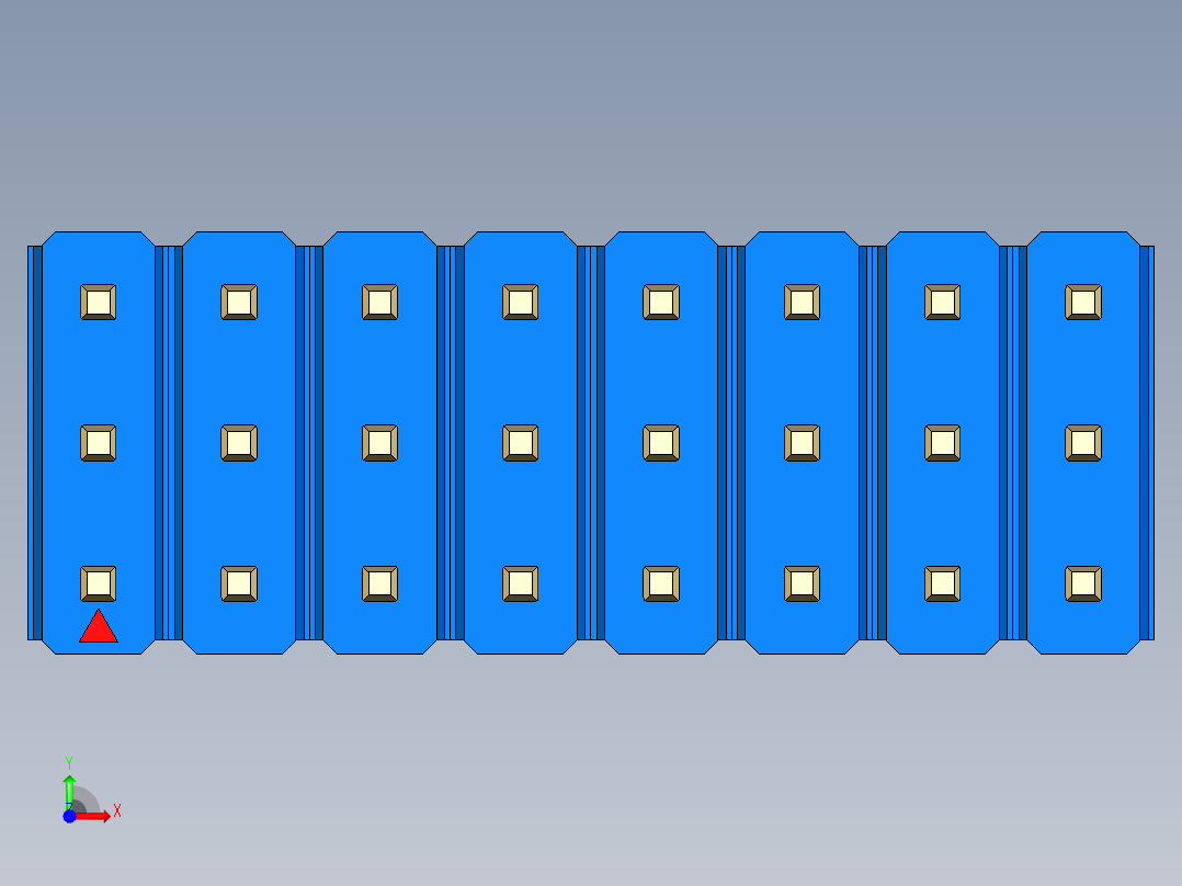 彩色公头100mil（2.54mm）系列-DS1021_blue_3x08p_100mil_Type43_rev1.0前视图