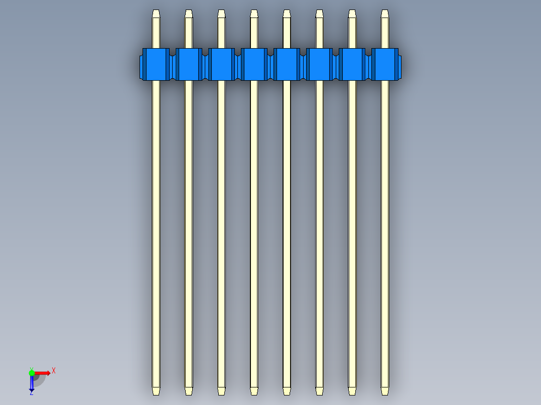 彩色公头100mil（2.54mm）系列-DS1021_blue_3x08p_100mil_Type43_rev1.0俯视图