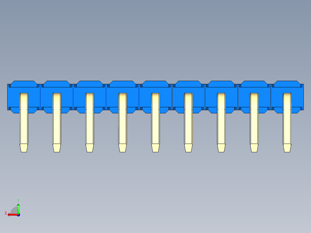 彩色公排针 100mil 2.54mm 系列-DS1022_blue_1x09p_100mil_TypeD_rev1.0后视图