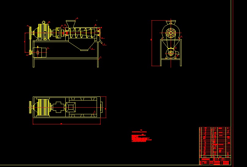 水果榨汁机cad图纸+说明 蔬菜、水果榨汁CAD图 螺旋式榨汁机cad图