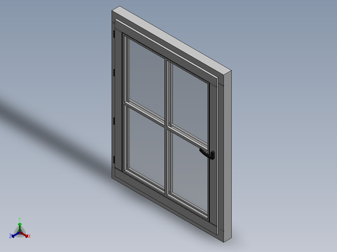 木模块窗正等轴测图