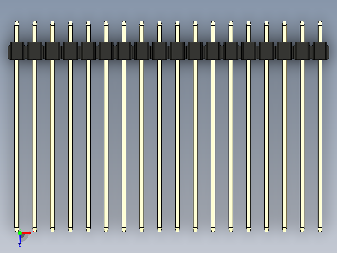彩色公头100mil（2.54mm）系列-DS1021_black_2x18p_100mil_Type43_rev1.0俯视图