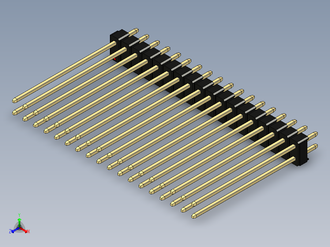 彩色公头100mil（2.54mm）系列-DS1021_black_2x18p_100mil_Type43_rev1.0正等轴测图