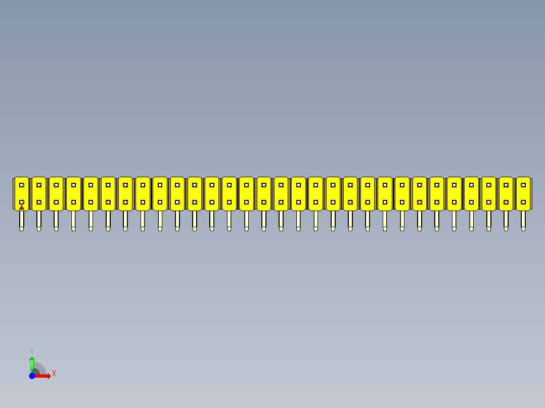 彩色公排针 100mil 2.54mm 系列-DS1022_yellow_2x30p_100mil_TypeD_rev1.0前视图