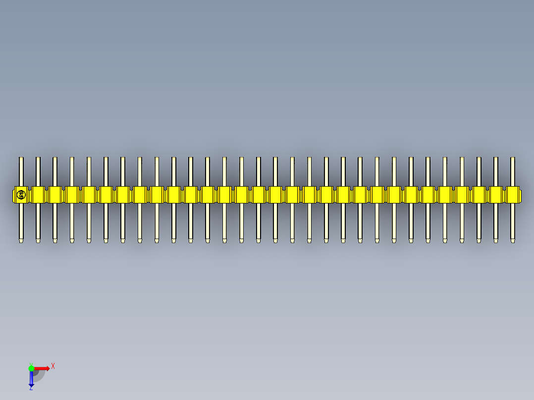 彩色公排针 100mil 2.54mm 系列-DS1022_yellow_2x30p_100mil_TypeD_rev1.0俯视图
