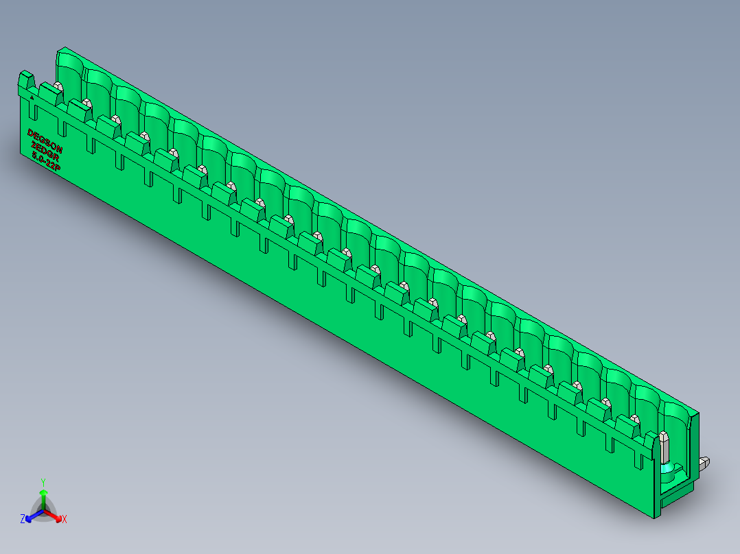 DEGSON 2EDG 系列 5.0mm 可插拔接线端子组-2EDGR-5.0-22P-14-00AH正等轴测图