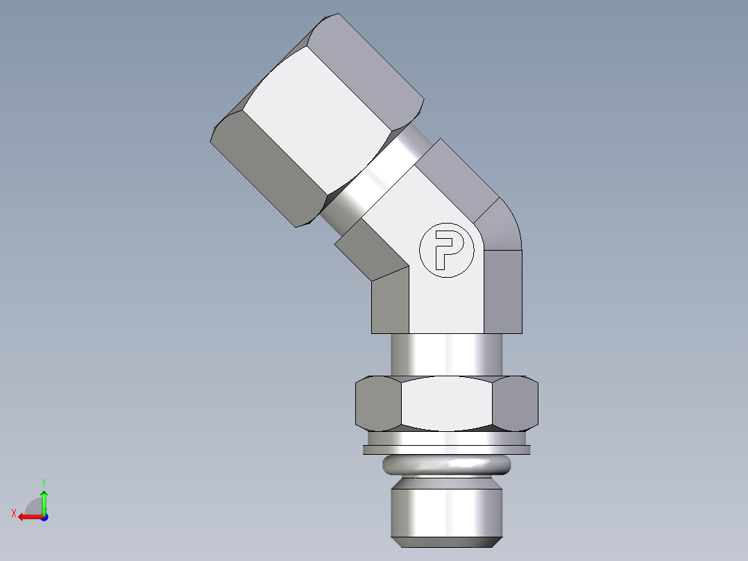 卡套式工业通用硬管接头EO_Adjustable_locknut_45_deg_elbow_VEE08LMORCF后视图