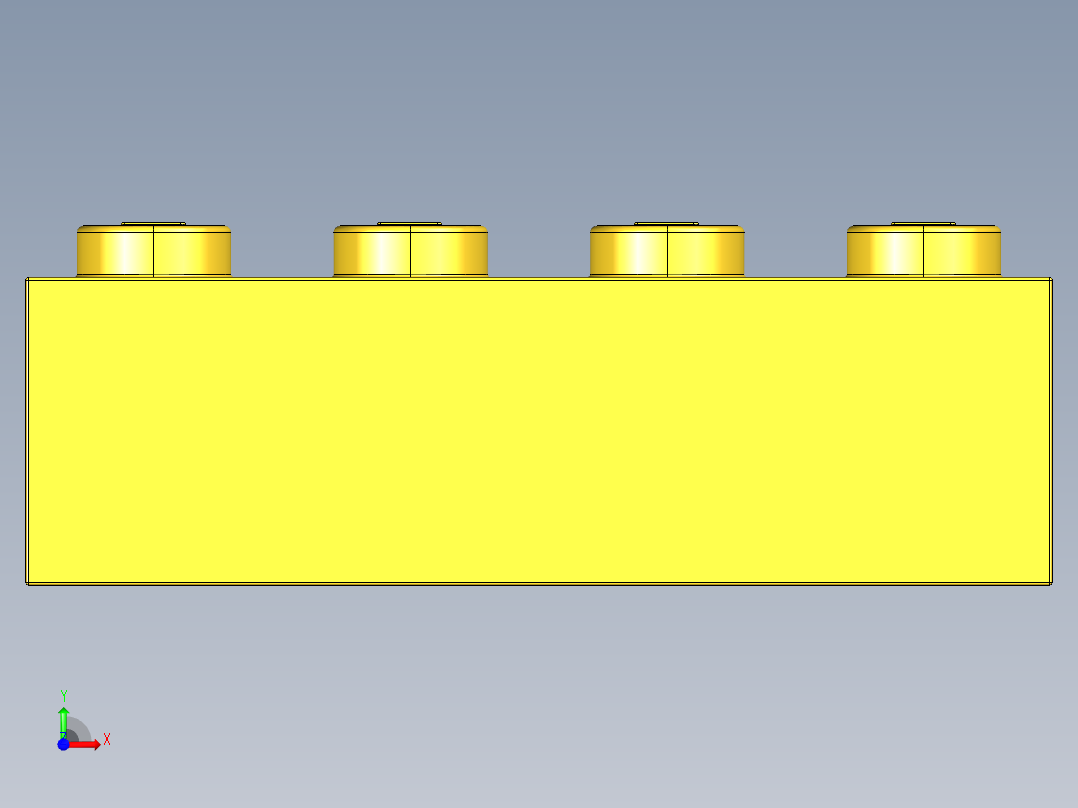 乐高套装 4421基本积木-300124 Bright Yellow Brick 2 x 4.STEP前视图
