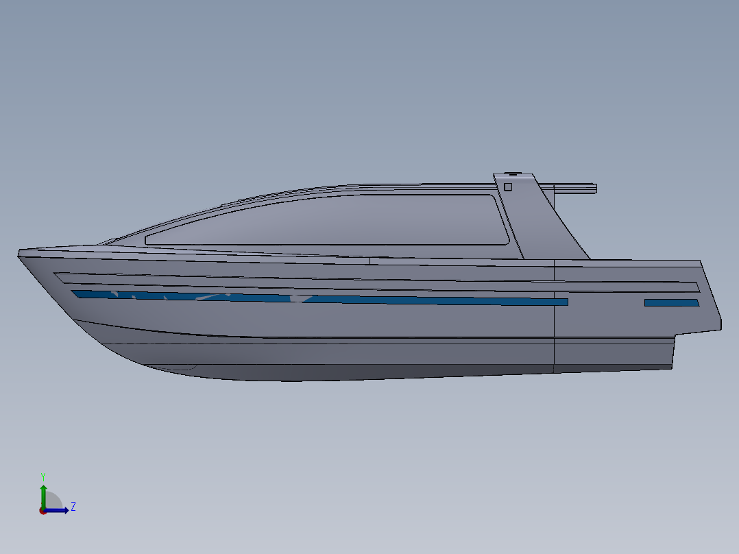 10米双体快艇简易模型左视图