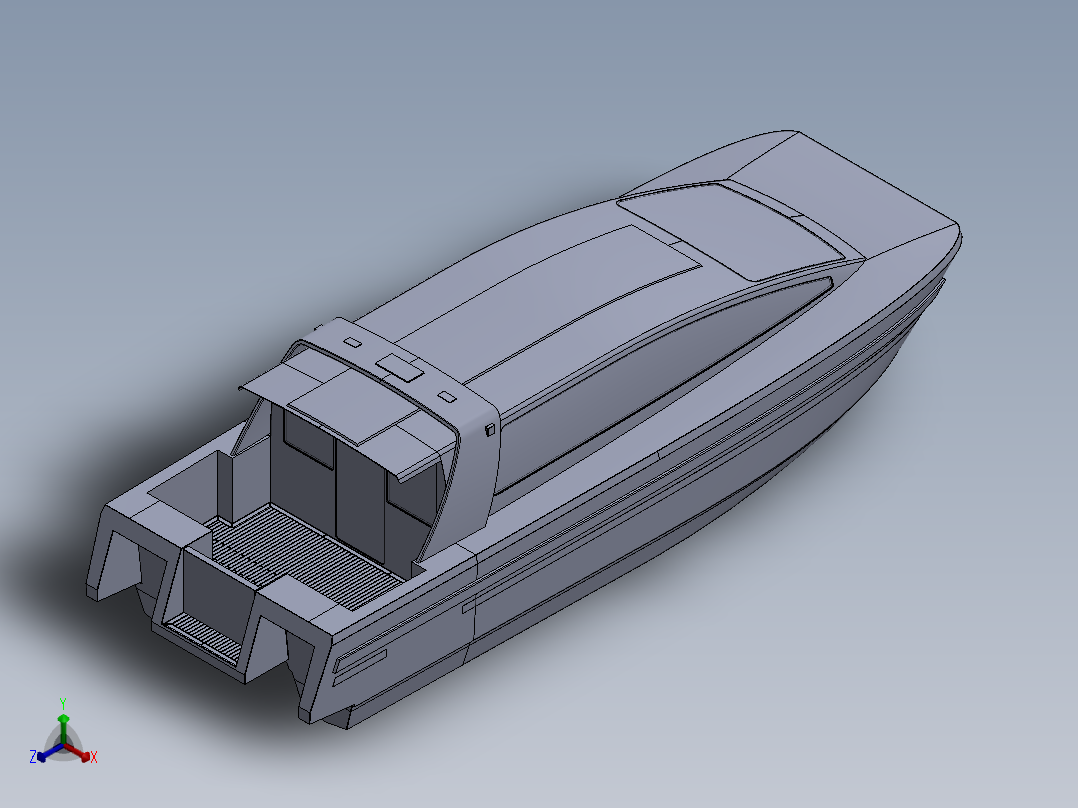 10米双体快艇简易模型正等轴测图