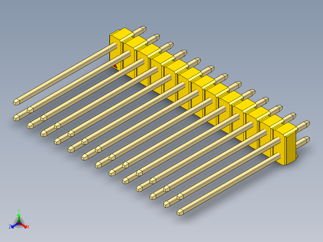 彩色公头100mil（2.54mm）系列-DS1021_yellow_2x13p_100mil_Type19_rev1.0正等轴测图