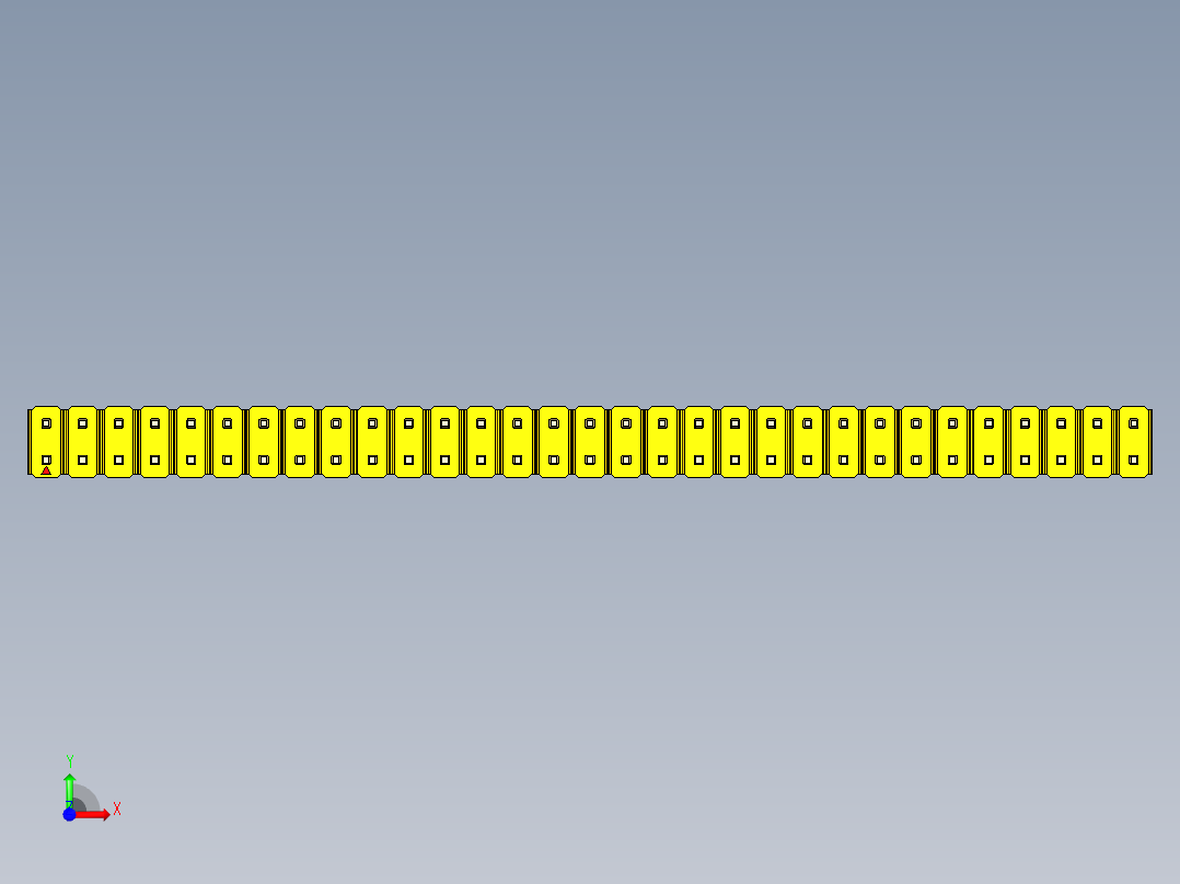 彩色公头100mil（2.54mm）系列-DS1021_yellow_2x31p_100mil_Type19_rev1.0前视图