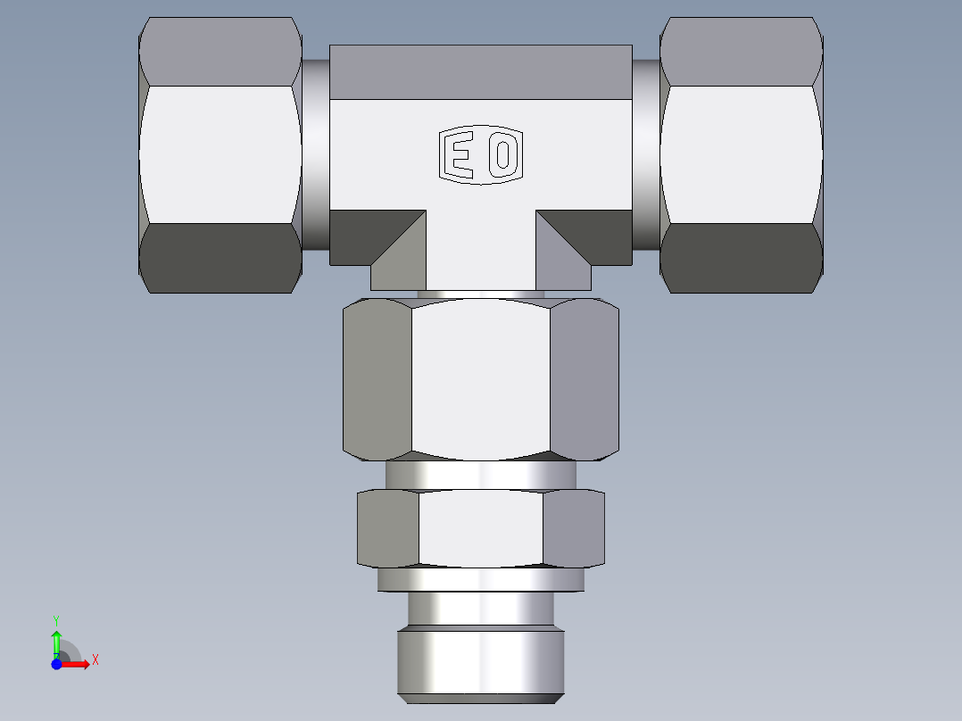 卡套式工业通用硬管接头EO_Assembled_adjustable_standpipe_branch_tee_EVT16SR71前视图