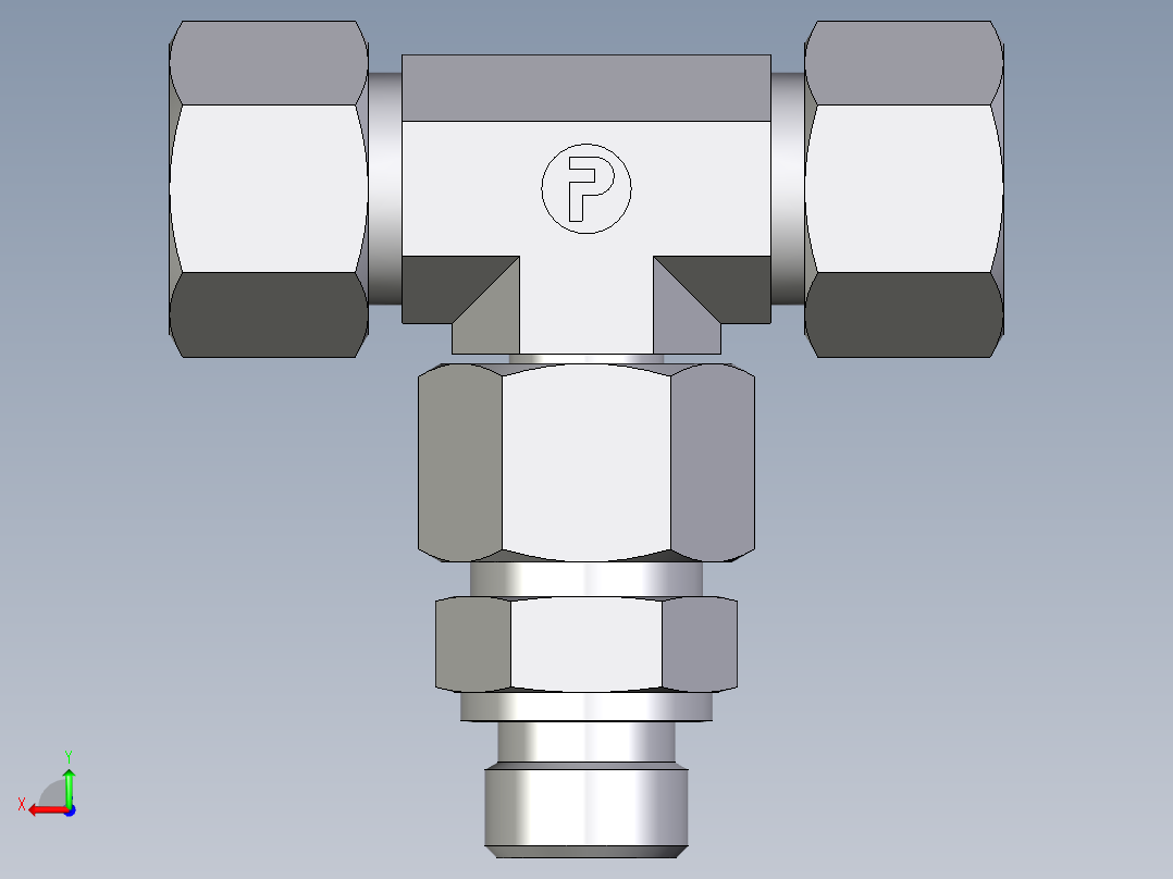 卡套式工业通用硬管接头EO_Assembled_adjustable_standpipe_branch_tee_EVT16SR71后视图