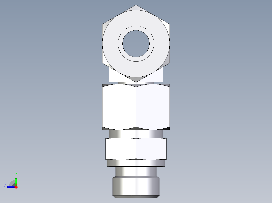 卡套式工业通用硬管接头EO_Assembled_adjustable_standpipe_branch_tee_EVT16SR71右视图