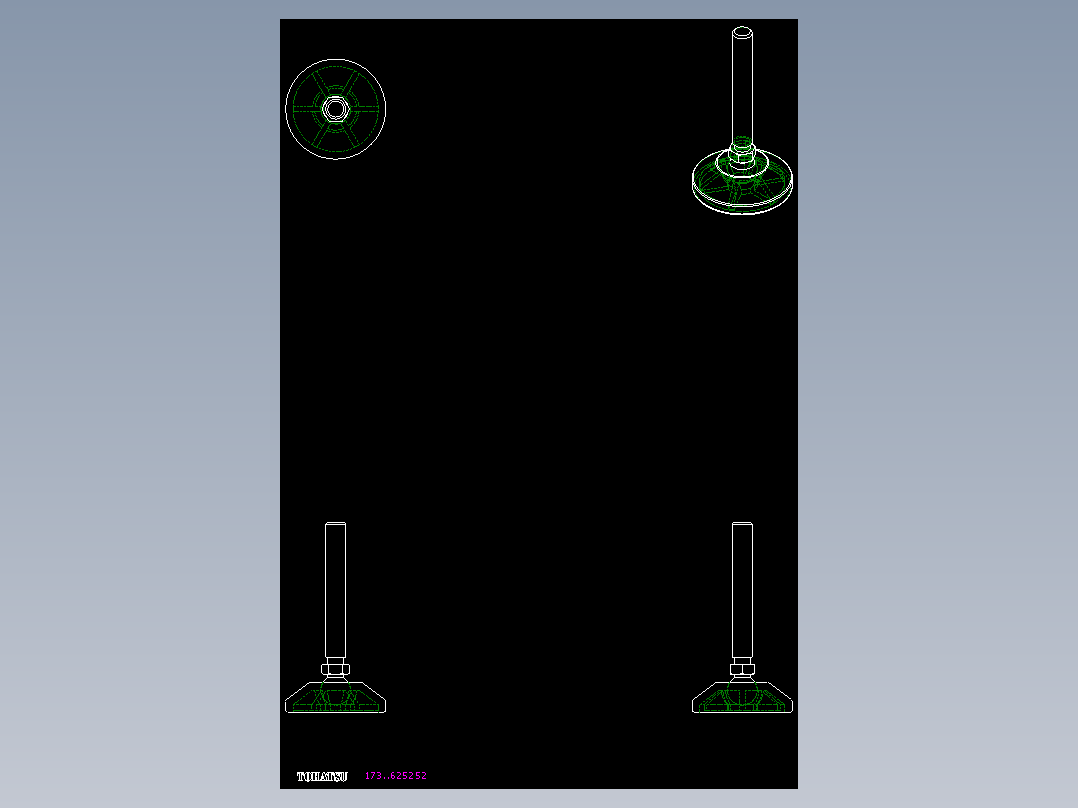 工程塑膠水平調整腳座173-2D多系列多零件图纸模型