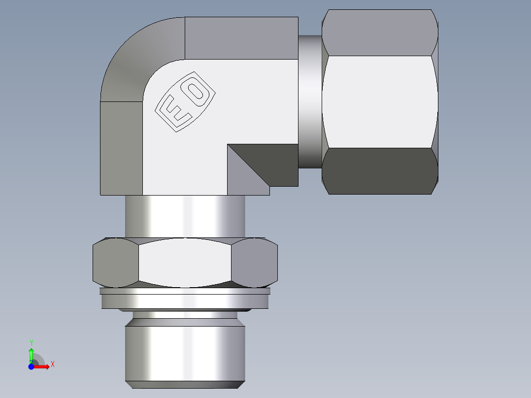 卡套式工业通用硬管接头EO_Adjustable_Locknut_elbow_WEE12ZSMCF前视图