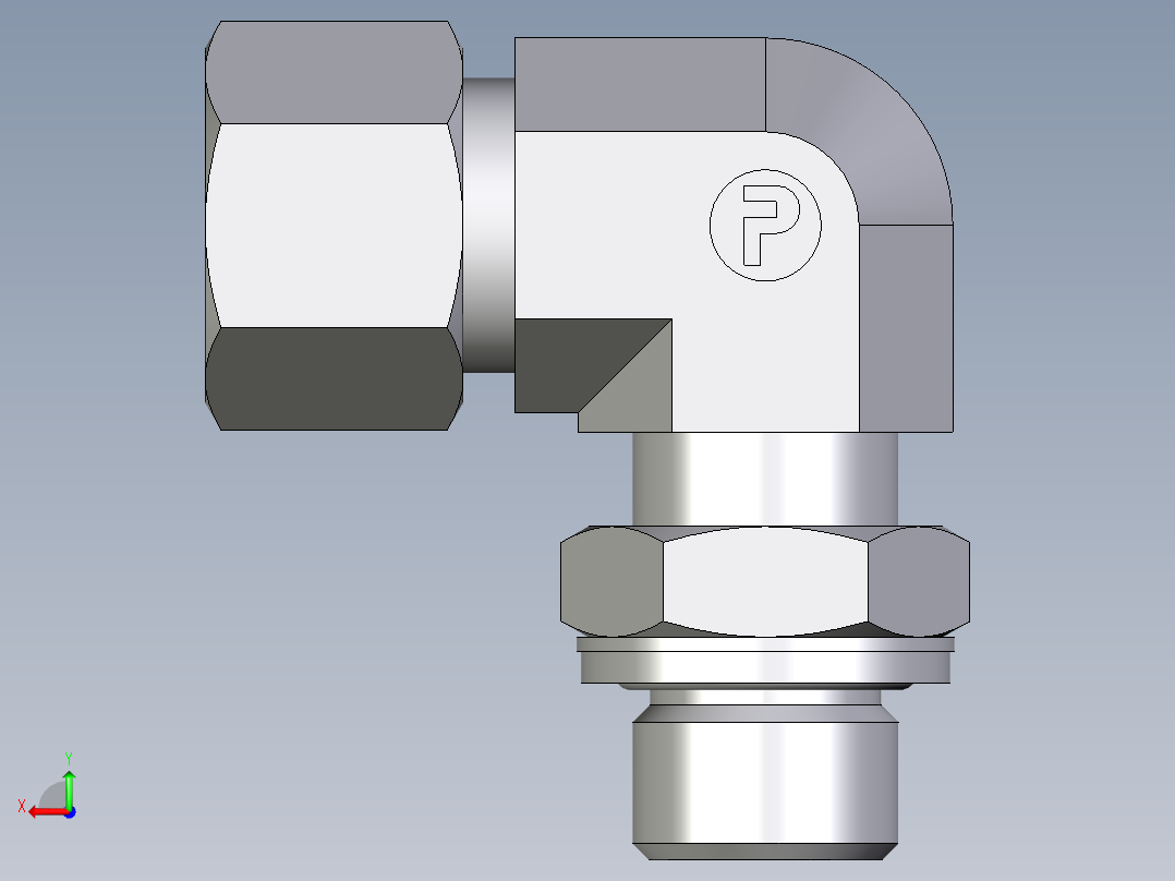 卡套式工业通用硬管接头EO_Adjustable_Locknut_elbow_WEE12ZSMCF后视图