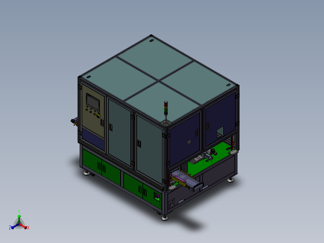 双工位贴易撕贴胶纸设备sw18正等轴测图