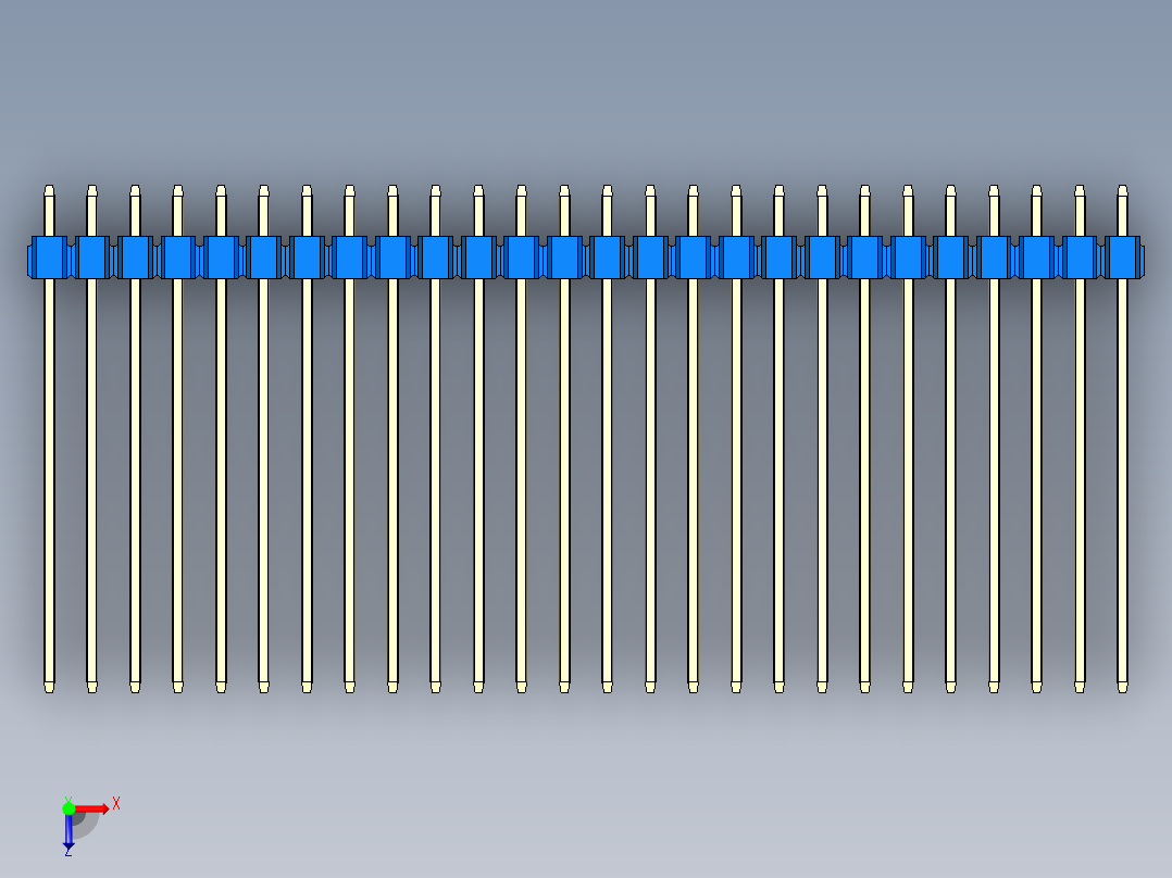 彩色公头100mil（2.54mm）系列-DS1021_blue_1x26p_100mil_Type43_rev1.0俯视图