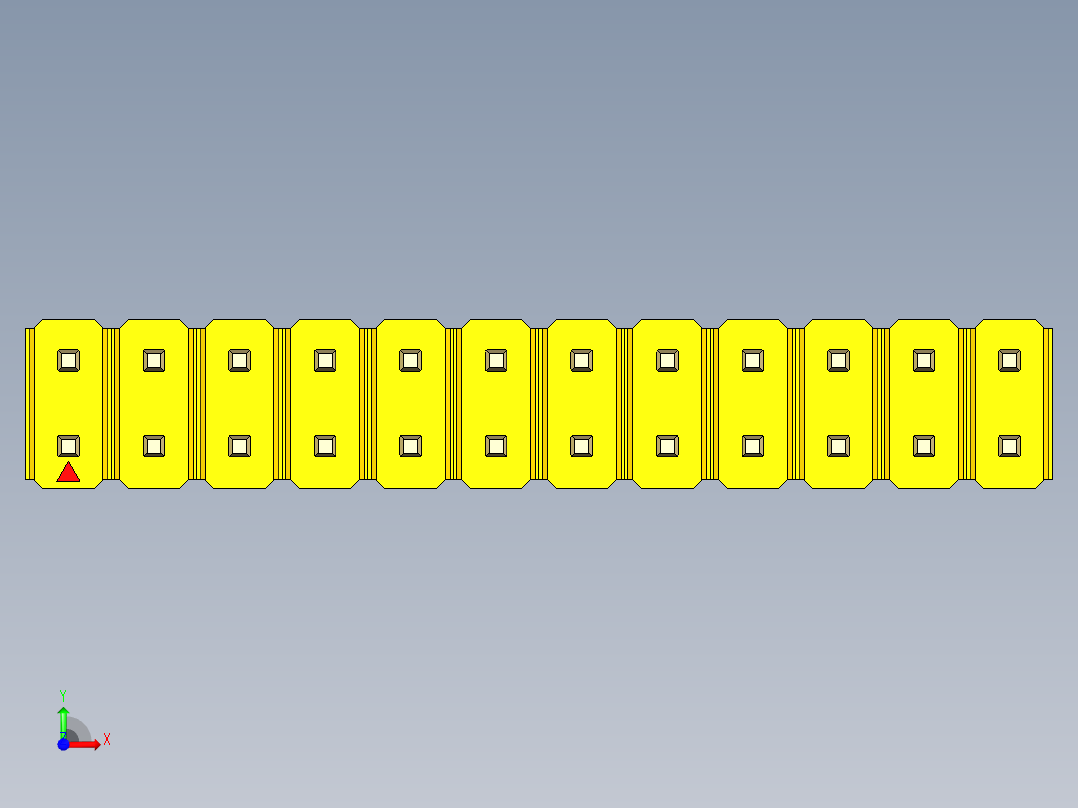 彩色公头100mil（2.54mm）系列-DS1021_yellow_2x12p_100mil_Type19_rev1.0前视图