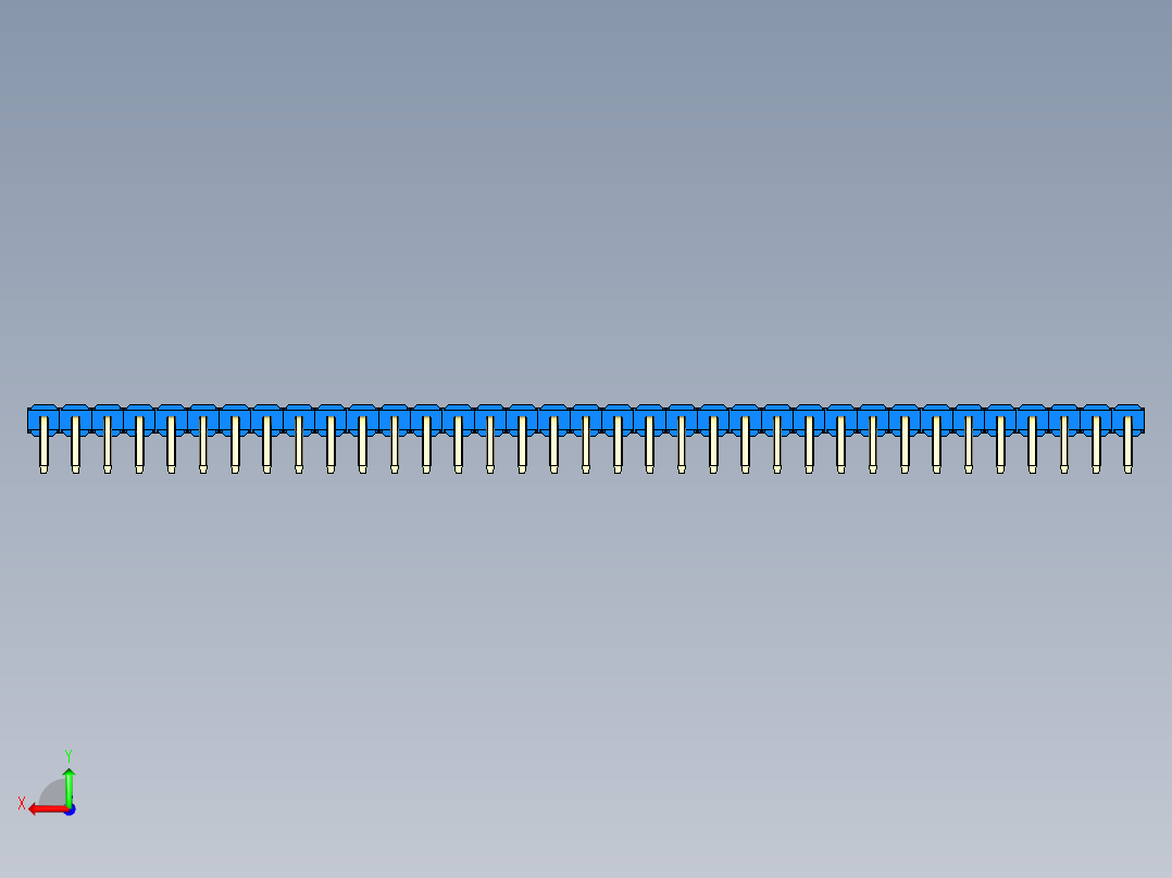 彩色公排针 100mil 2.54mm 系列-DS1022_blue_1x35p_100mil_TypeD_rev1.0后视图
