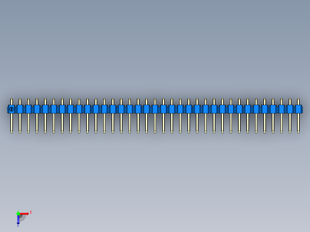 彩色公排针 100mil 2.54mm 系列-DS1022_blue_1x35p_100mil_TypeD_rev1.0俯视图