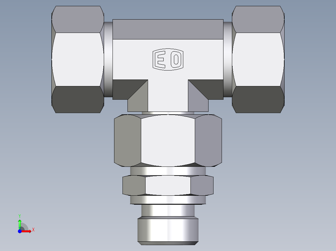 卡套式工业通用硬管接头EO_Assembled_adjustable_standpipe_branch_tee_EVT18LR71前视图