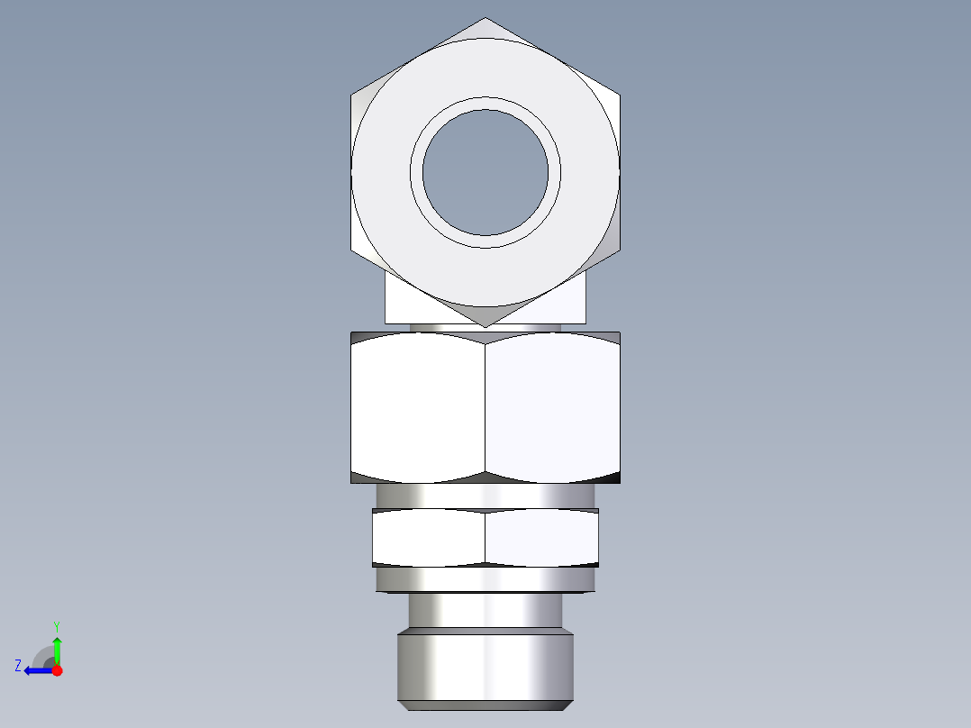 卡套式工业通用硬管接头EO_Assembled_adjustable_standpipe_branch_tee_EVT18LR71右视图