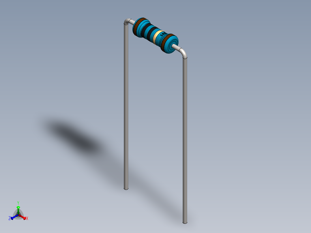 电容器 二极管 电阻器-Resistor 10 Ohm Blue正等轴测图